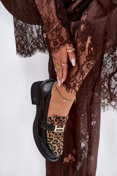 Kožené Lakované Mokasíny Leopard Vinceza