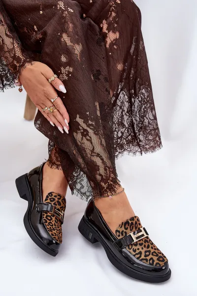 Kožené Lakované Mokasíny Leopard Vinceza