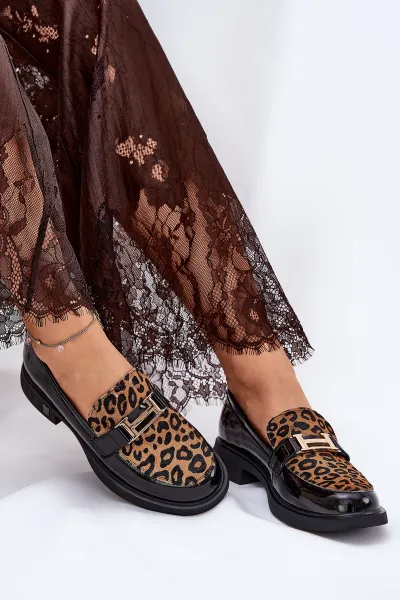 Kožené Lakované Mokasíny Leopard Vinceza