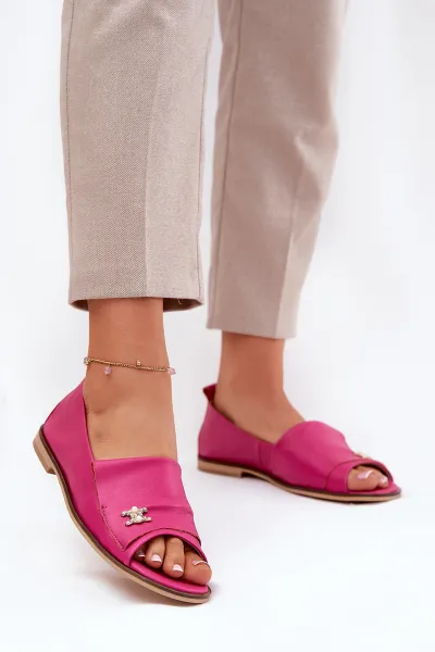 Kožené Elegantné Baleríny S Odkrytými Prstami Zazoo