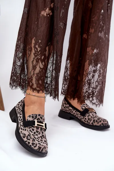 Kožené Lakované Mokasíny Leopard Vinceza 66790 Čierne