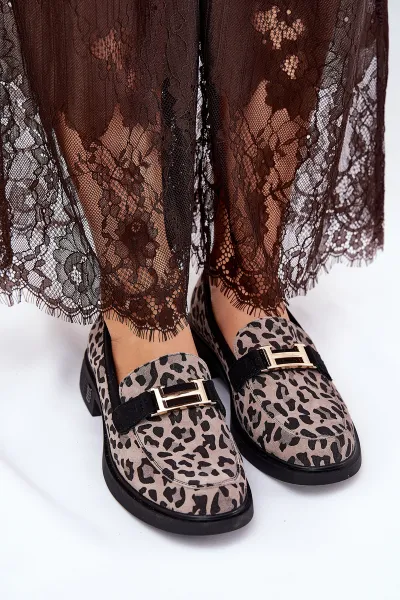 Kožené Lakované Mokasíny Leopard Vinceza 66790 Čierne