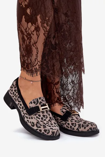 Kožené Lakované Mokasíny Leopard Vinceza 66790 Čierne