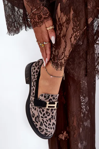 Kožené Lakované Mokasíny Leopard Vinceza 66790 Čierne