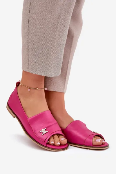 Kožené Elegantné Baleríny S Odkrytými Prstami Zazoo