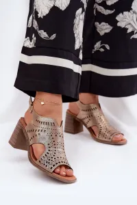 Boto Dámske Perforované Sandále Na Opätku Zlaté Tosine