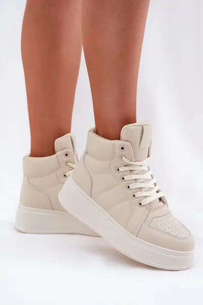 EVENTO Vysoké Dámske Sneakers Na Platforme Béžové Tillive
