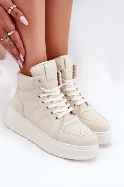 EVENTO Vysoké Dámske Sneakers Na Platforme Béžové Tillive