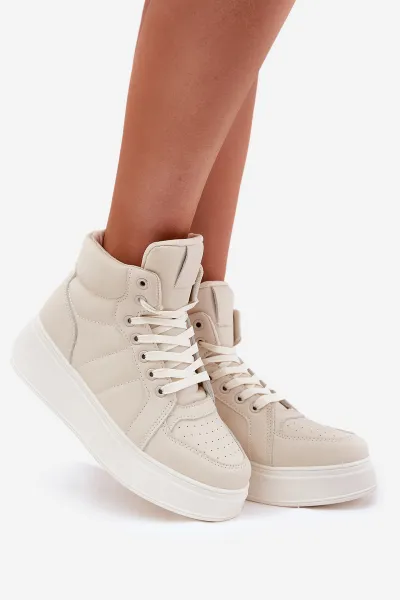 EVENTO Vysoké Dámske Sneakers Na Platforme Béžové Tillive