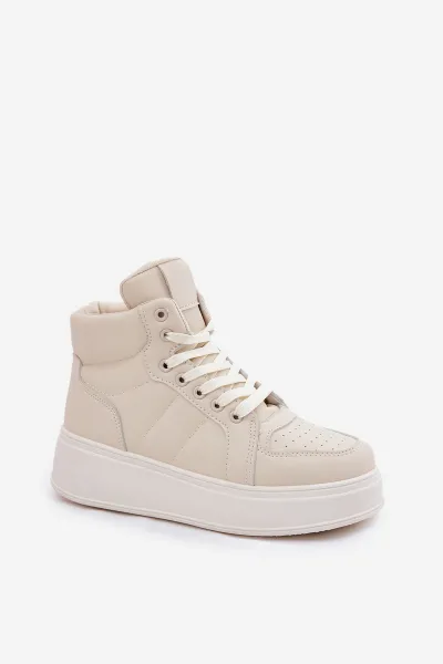 EVENTO Vysoké Dámske Sneakers Na Platforme Béžové Tillive