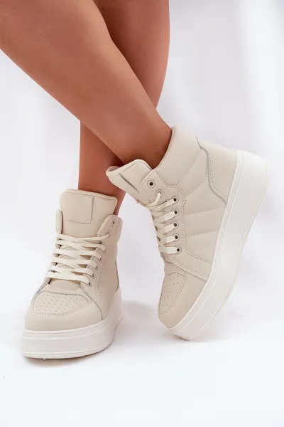 EVENTO Vysoké Dámske Sneakers Na Platforme Béžové Tillive