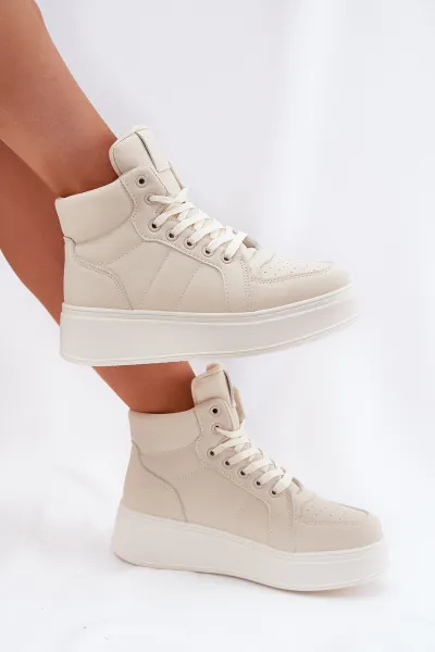 EVENTO Vysoké Dámske Sneakers Na Platforme Béžové Tillive