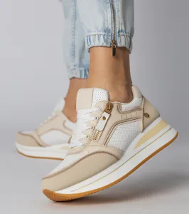marka niezdefiniowana White sneakers with gold detail and studs Urlana