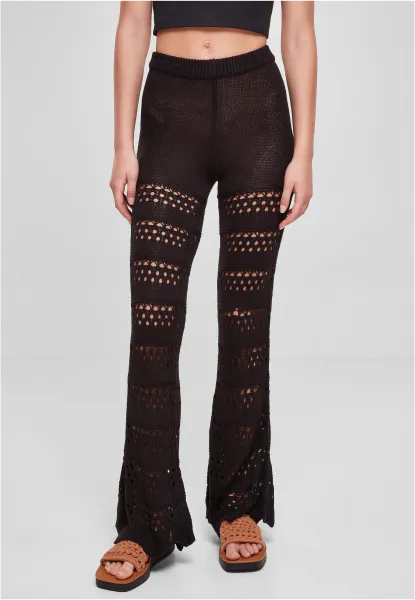 Women's crocheted leggings in black color