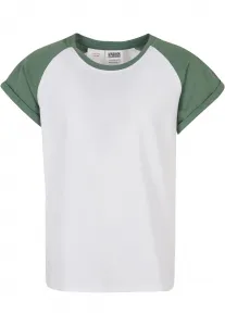 Girls' contrasting raglan t-shirt white/sage