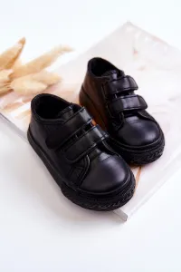 Boto Tenisky pre detské kožené tenisky pre suchý zips čierny pestún