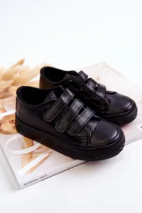 Boto Tenisky pre detské kožené tenisky pre suchý zips čierny pestún
