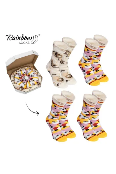 ZOOKSY/RAINBOW SOCKS Dúhové ponožky pizza ponožky 4 páry Capricciosa