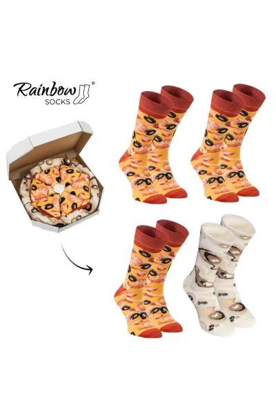 ZOOKSY/RAINBOW SOCKS Dúhové ponožky Pizza ponožky 4 páry morských plodov