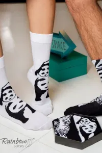 ZOOKSY/RAINBOW SOCKS Dúhové ponožky s motívmi zvierat Zebra panda čiernobiele 2 páry