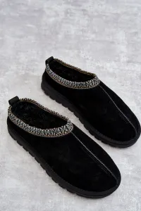 Boto Ženský semišový papcie s kožušinou Black Buffie