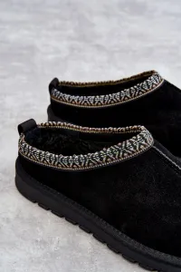 Boto Ženský semišový papcie s kožušinou Black Buffie