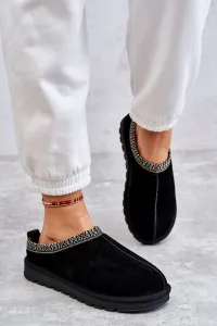 Boto Ženský semišový papcie s kožušinou Black Buffie
