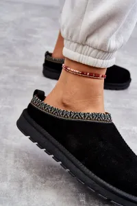 Boto Ženský semišový papcie s kožušinou Black Buffie