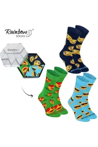 ZOOKSY/RAINBOW SOCKS Ponožky dúhové ponožky emotikony, váženia, vtipné v láske 3 páry