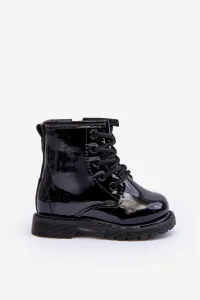 Boto Black Tibbie Baby Boots lakovaný zipsom