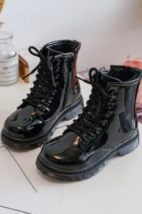 Boto Black Tibbie Baby Boots lakovaný zipsom