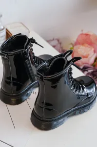 Boto Black Tibbie Baby Boots lakovaný zipsom