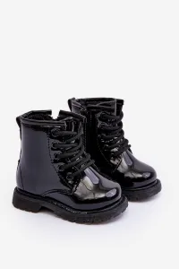 Boto Black Tibbie Baby Boots lakovaný zipsom