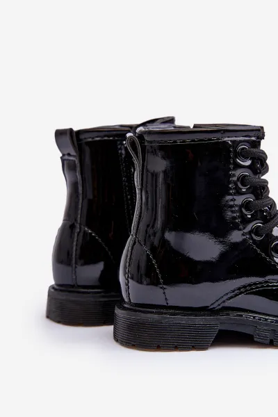 Boto Black Tibbie Baby Boots lakovaný zipsom