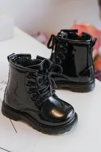 Boto Black Tibbie Baby Boots lakovaný zipsom