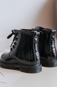 Boto Black Tibbie Baby Boots lakovaný zipsom
