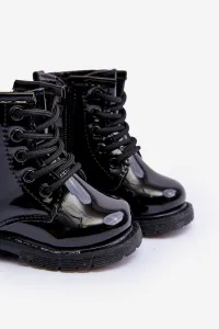 Boto Black Tibbie Baby Boots lakovaný zipsom