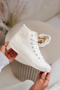 BIG STAR SHOES Dámske Zateplené Tenisky Z Eko Kože Biele Big Star