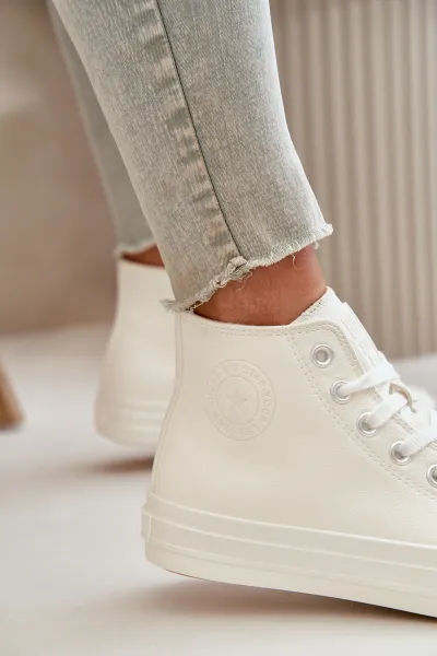 BIG STAR SHOES Dámske Zateplené Tenisky Z Eko Kože Biele Big Star