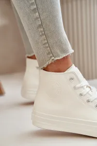 BIG STAR SHOES Dámske Zateplené Tenisky Z Eko Kože Biele Big Star