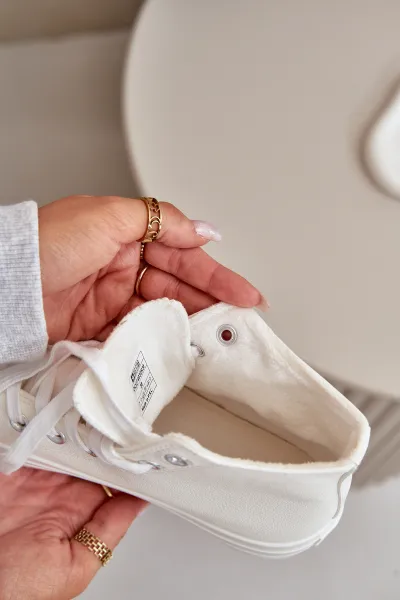 BIG STAR SHOES Dámske Zateplené Tenisky Z Eko Kože Biele Big Star