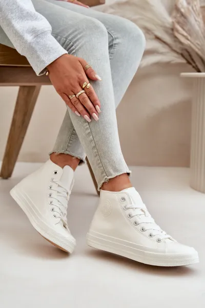 BIG STAR SHOES Dámske Zateplené Tenisky Z Eko Kože Biele Big Star