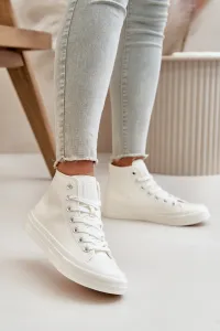 BIG STAR SHOES Dámske Zateplené Tenisky Z Eko Kože Biele Big Star