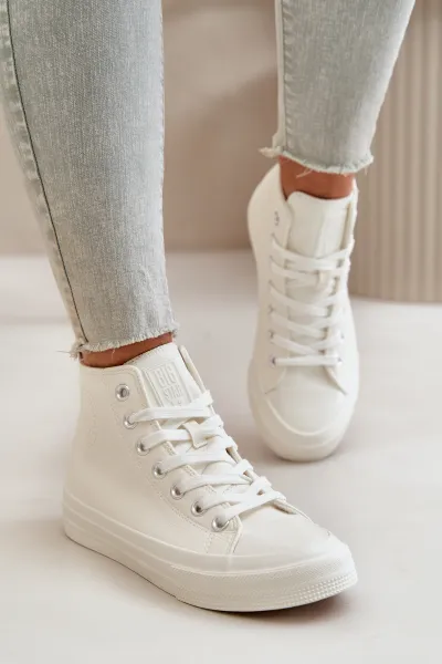 BIG STAR SHOES Dámske Zateplené Tenisky Z Eko Kože Biele Big Star