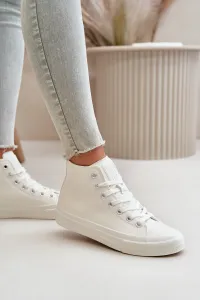 BIG STAR SHOES Dámske Zateplené Tenisky Z Eko Kože Biele Big Star