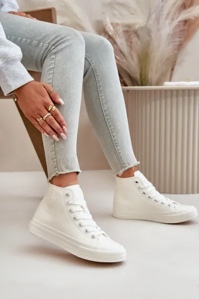 BIG STAR SHOES Dámske Zateplené Tenisky Z Eko Kože Biele Big Star