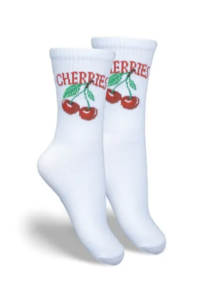 Milena Detské Mládežnícke Ponožky CHERRIES Biele