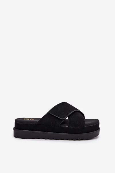 Boto Dámske platformové sandále s prepletenými pásikmi čierne Rinasara