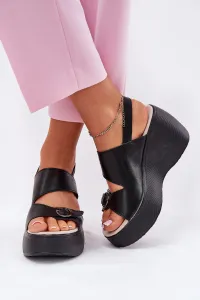 S. BARSKI Kožené Dámske Sandále Na Klíne A Platforme S.Barski