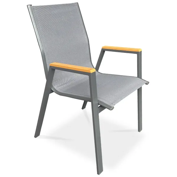 Autronic Záhradná stolička, kov, textil, sivá,AZC-S1050 GREY